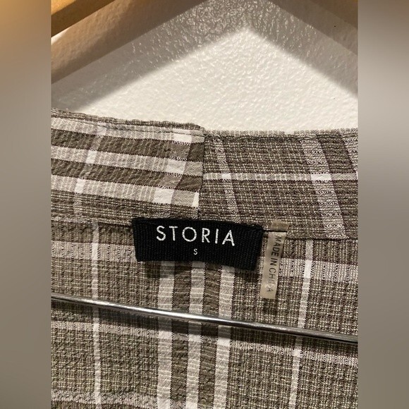Storia plaid button down tie front top Size Small - Picture 2 of 5